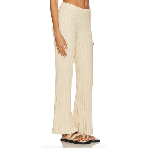 House of Harlow 1960 Cream Flare Pants SMALL Soft Ribbed Knit Palazzo $188 NEW - Picture 1 of 8